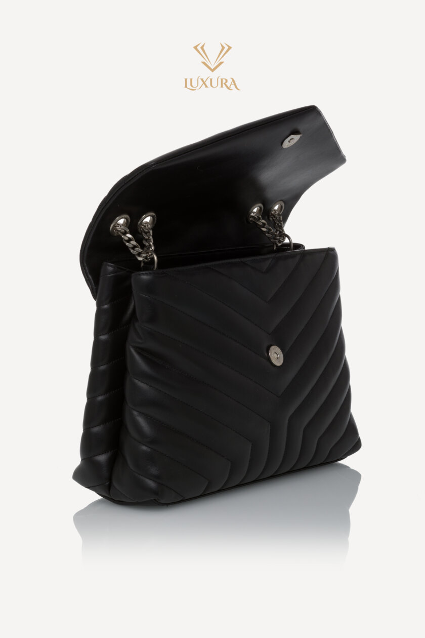 <span style="font-size: 10px; color: rgb(101, 101, 101);letter-spacing: .15em;">BEST DEAL</span><br><strong> SAINT LAURENT </strong><br><div style="margin-top:10px; font-size:16px;"> Calfskin Y Quilted Monogram Medium Loulou Chain Satchel Black </div><br> - Image 8