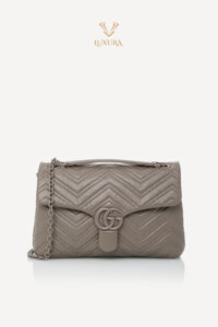 Genti | GUCCI Marmont Medium Shoulder Bag Dusty Grey Leather