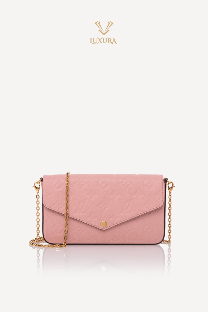 <span style="font-size: 10px; color: rgb(101, 101, 101);letter-spacing: .15em;">HARD TO FIND</span><br><strong> LOUIS VUITTON </strong><br><div style="margin-top:10px; font-size:16px;"> Felicie Pochete Monogram Empreinte Leather Rose Poudre M82608 </div><br>