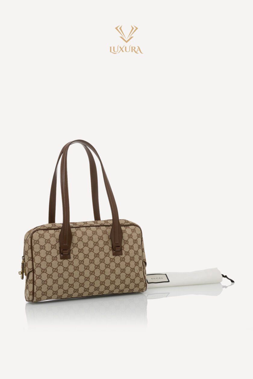 <span style="font-size: 10px; color: rgb(101, 101, 101);letter-spacing: .15em;">HARD TO FIND</span><br><strong> GUCCI </strong><br><div style="margin-top:10px; font-size:16px;">Monogram Tote Bag Brown</div><br> - Image 2