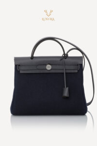 Genti | HERMES Herbag Zip RT 31 Toile Militaire Vache Hunter Bleu Marine Ardoise Bag