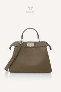 WeLove | FENDI Peekaboo ISeeU Small Cofee Coloured Selleria Bag with 556 Hand-Sewn Stitches Green