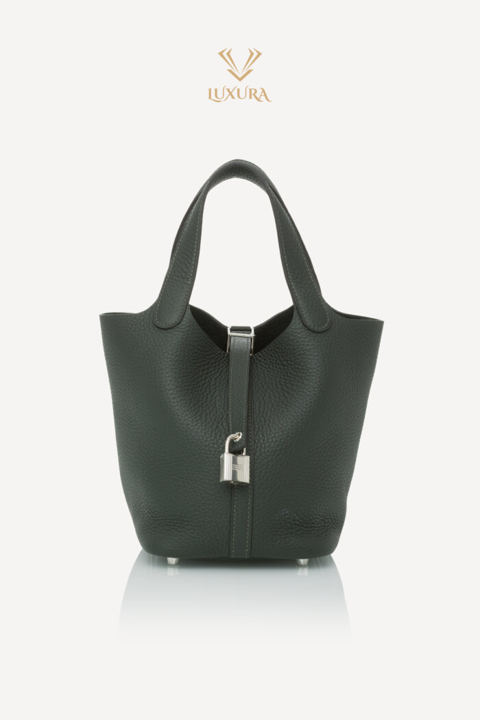 Genti | HERMES Taurillon Clemence Picotin Lock 18 PM Vert Fonce