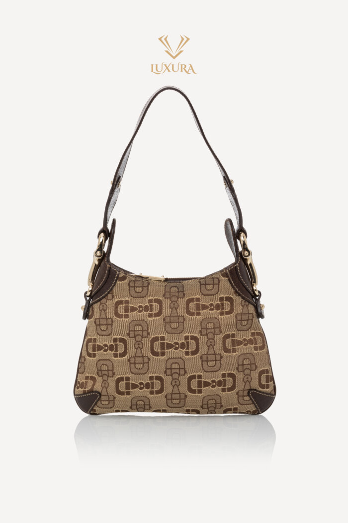 Genti | GUCCI Horsebit Web Hobo Bag Beige Brown