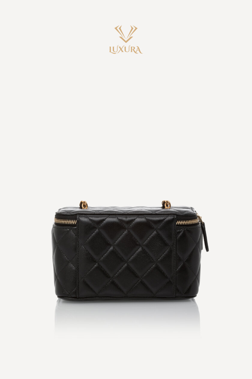 Genti | CHANEL Lambskin Quilted Small Vanity Case With Chain Black