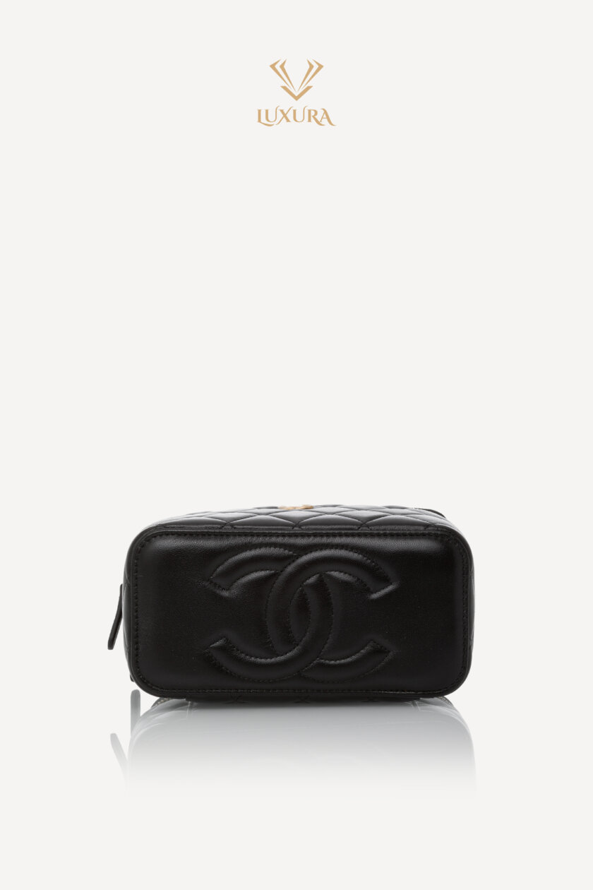 Genti | CHANEL Lambskin Quilted Small Vanity Case With Chain Black