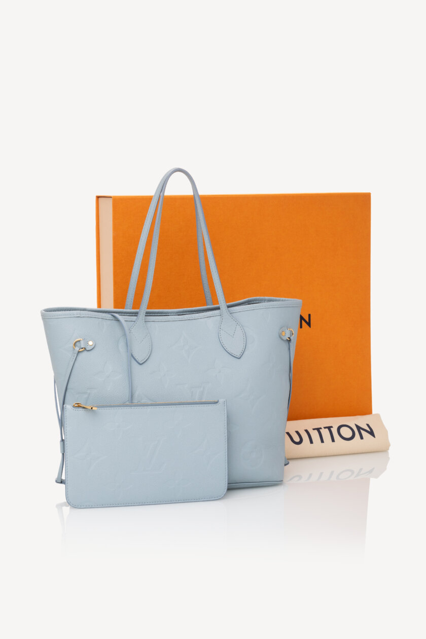 <span style="font-size: 10px; color: rgb(101, 101, 101);letter-spacing: .15em;">HARD TO FIND</span><br><strong> LOUIS VUITTON </strong><br><div style="margin-top:10px;font-size:16px;">Neverfull MM Monogram Empreinte Leather Blue M46482</div><br> - Image 2