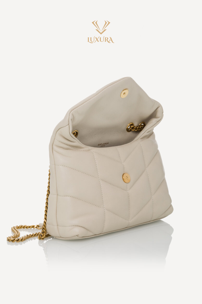 Cross Body and Shoulder Bags | SAINT LAURENT Toy Puffer in Lambskin Blanc Vintage