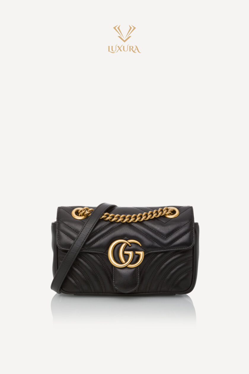 Party | GUCCI Calfskin Matelasse Mini GG Marmont Shoulder Bag Black