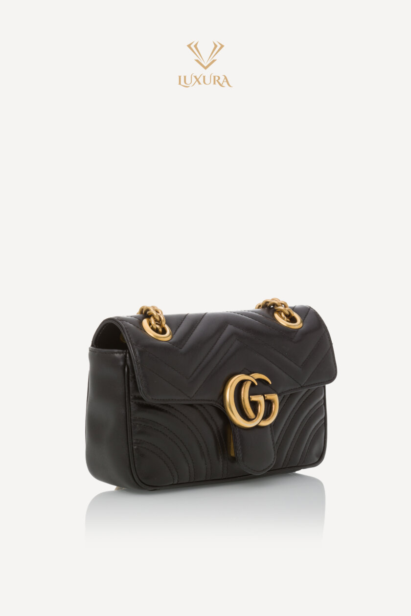 Party | GUCCI Calfskin Matelasse Mini GG Marmont Shoulder Bag Black