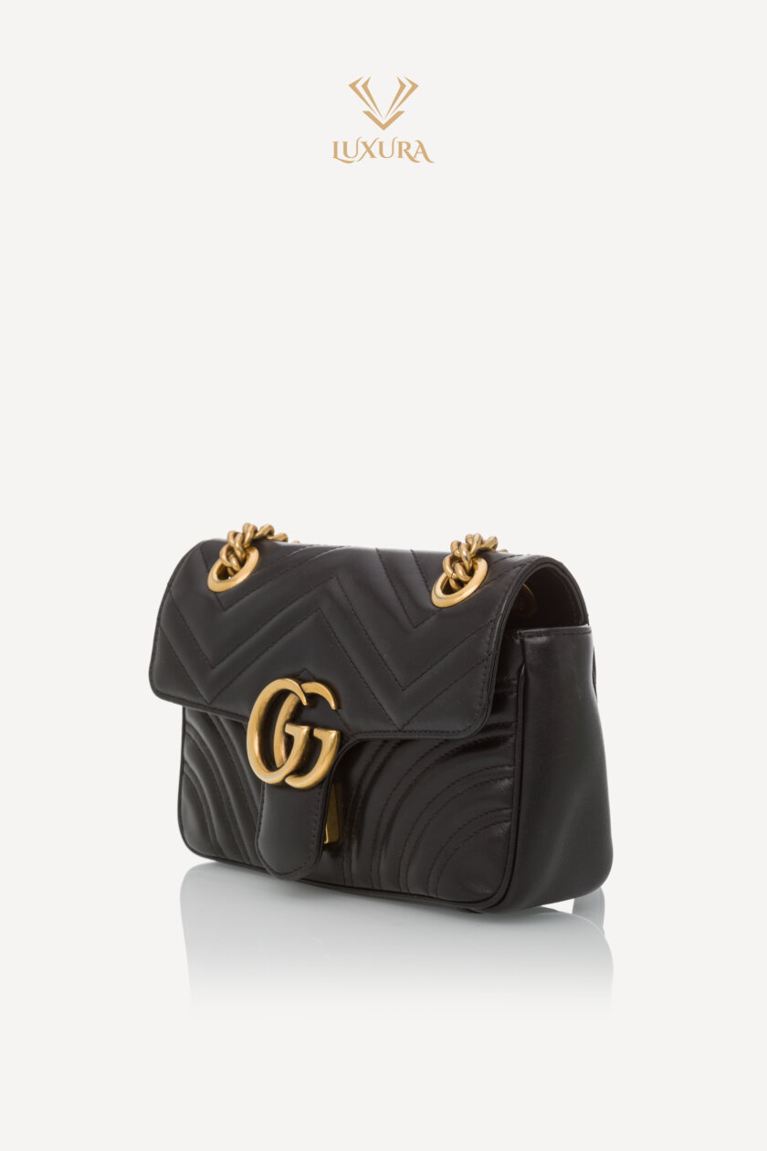 Party | GUCCI Calfskin Matelasse Mini GG Marmont Shoulder Bag Black