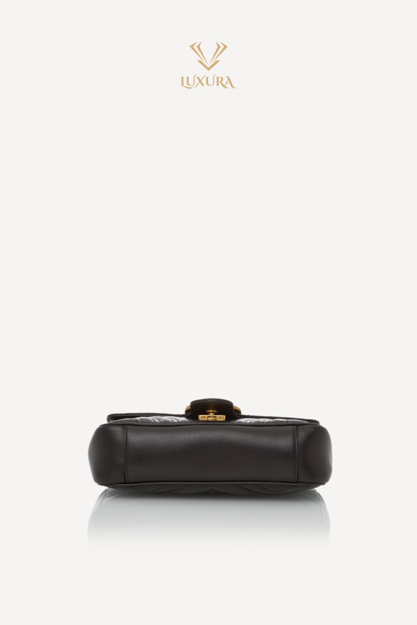 Party | GUCCI Calfskin Matelasse Mini GG Marmont Shoulder Bag Black