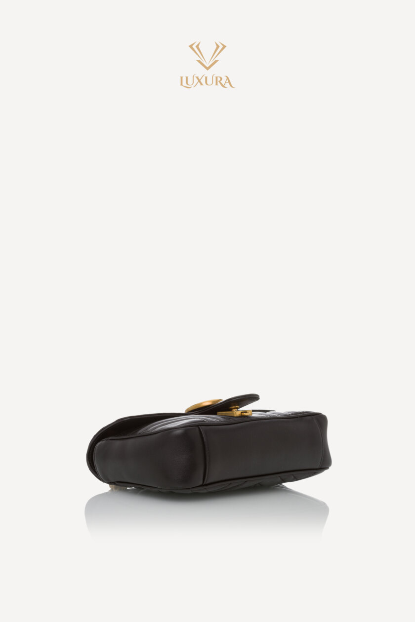 Party | GUCCI Calfskin Matelasse Mini GG Marmont Shoulder Bag Black