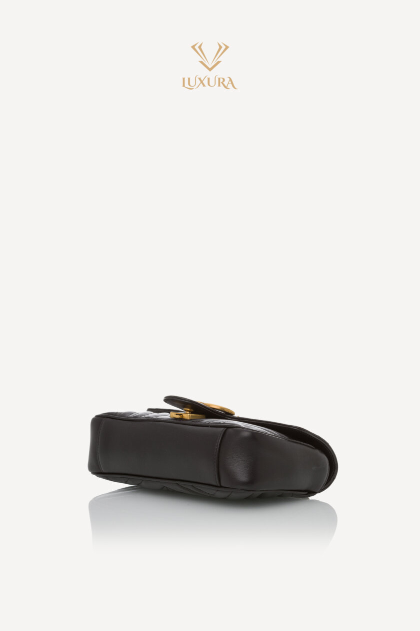 Party | GUCCI Calfskin Matelasse Mini GG Marmont Shoulder Bag Black