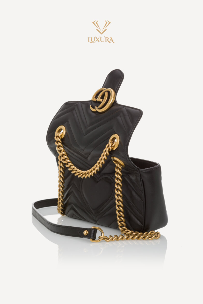 Party | GUCCI Calfskin Matelasse Mini GG Marmont Shoulder Bag Black