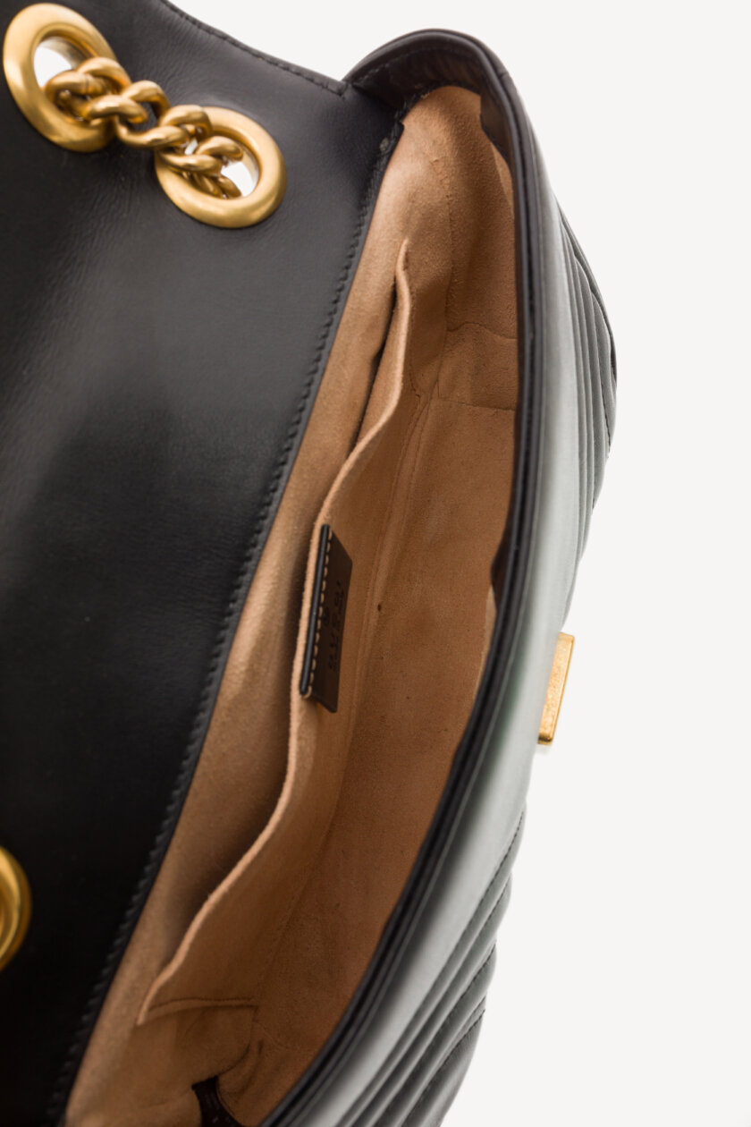 Party | GUCCI Calfskin Matelasse Mini GG Marmont Shoulder Bag Black