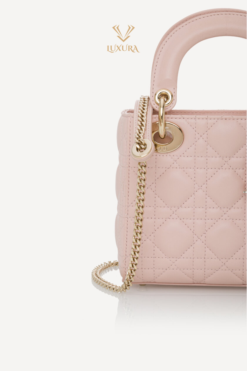 Casti | DIOR Mini Lady Dior Bag Powder Pink Cannage Lambskin