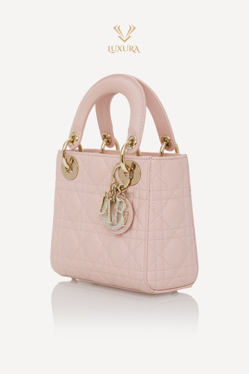 Casti | DIOR Mini Lady Dior Bag Powder Pink Cannage Lambskin