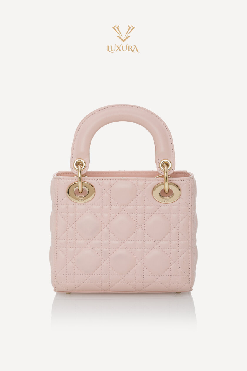 Casti | DIOR Mini Lady Dior Bag Powder Pink Cannage Lambskin