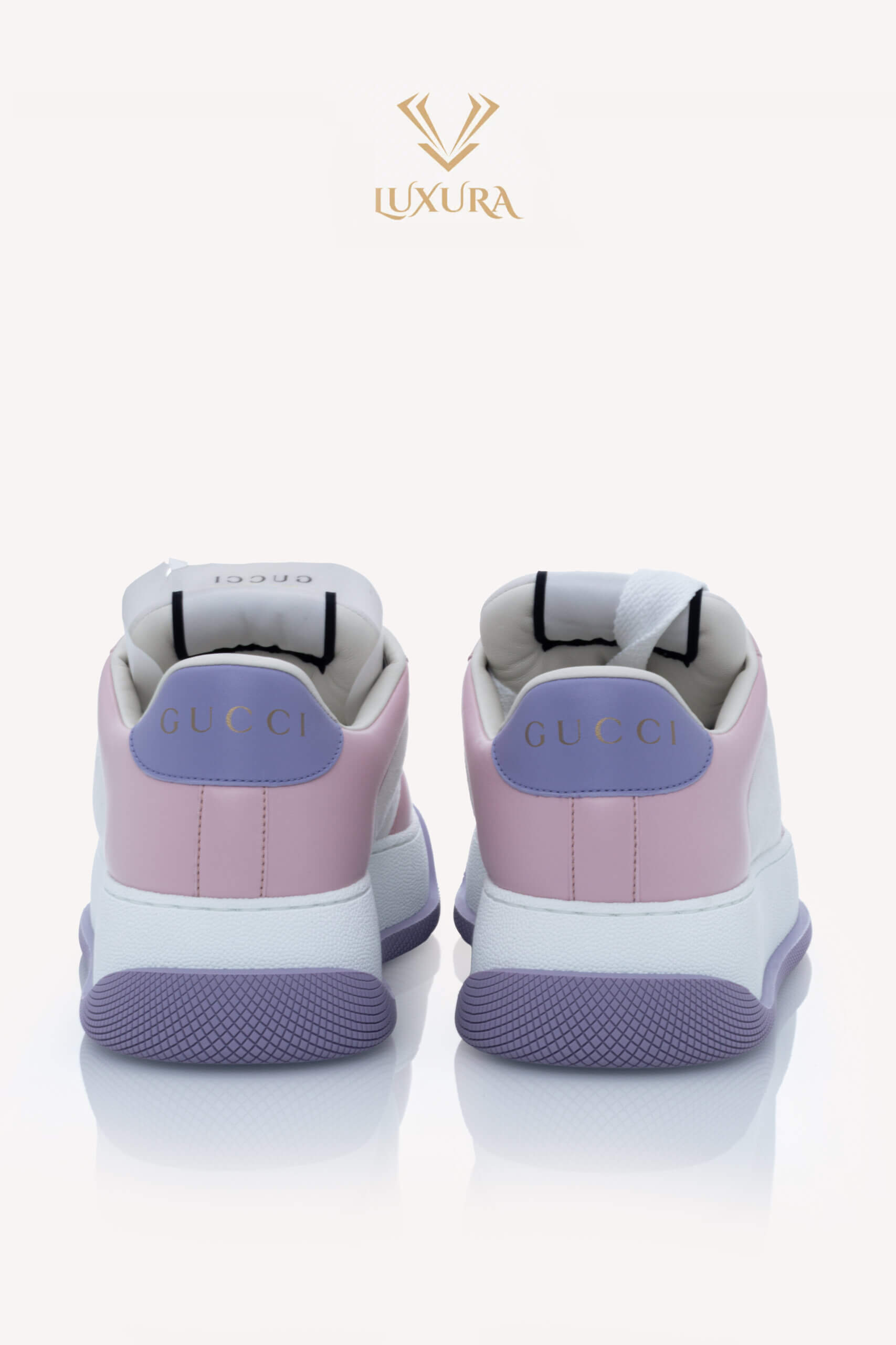 <span style="font-size: 10px; color: rgb(101, 101, 101);letter-spacing: .15em;">NEW COLLECTION</span><br><strong> GUCCI </strong><br><div style="margin-top:10px; font-size:16px;">GG Leather Colorblock Pattern Sneakers 38</div><br> - Image 8