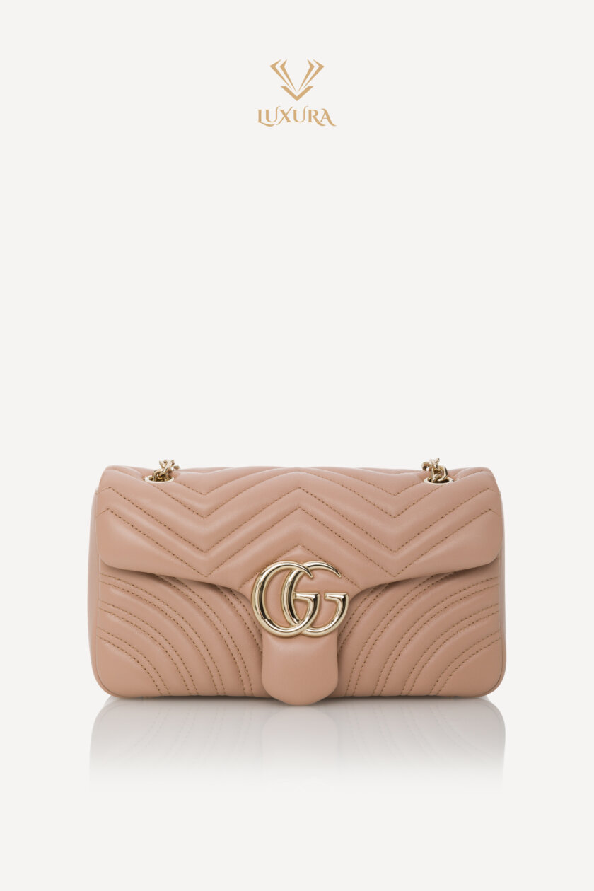 <span style="font-size: 10px; color: rgb(101, 101, 101);letter-spacing: .15em;">NEW COLLECTION</span><br><strong> GUCCI </strong><br><div style="margin-top:10px; font-size:16px;">GG Marmont Medium Shoulder Bag Beige Poudre</div><br> - Image 4