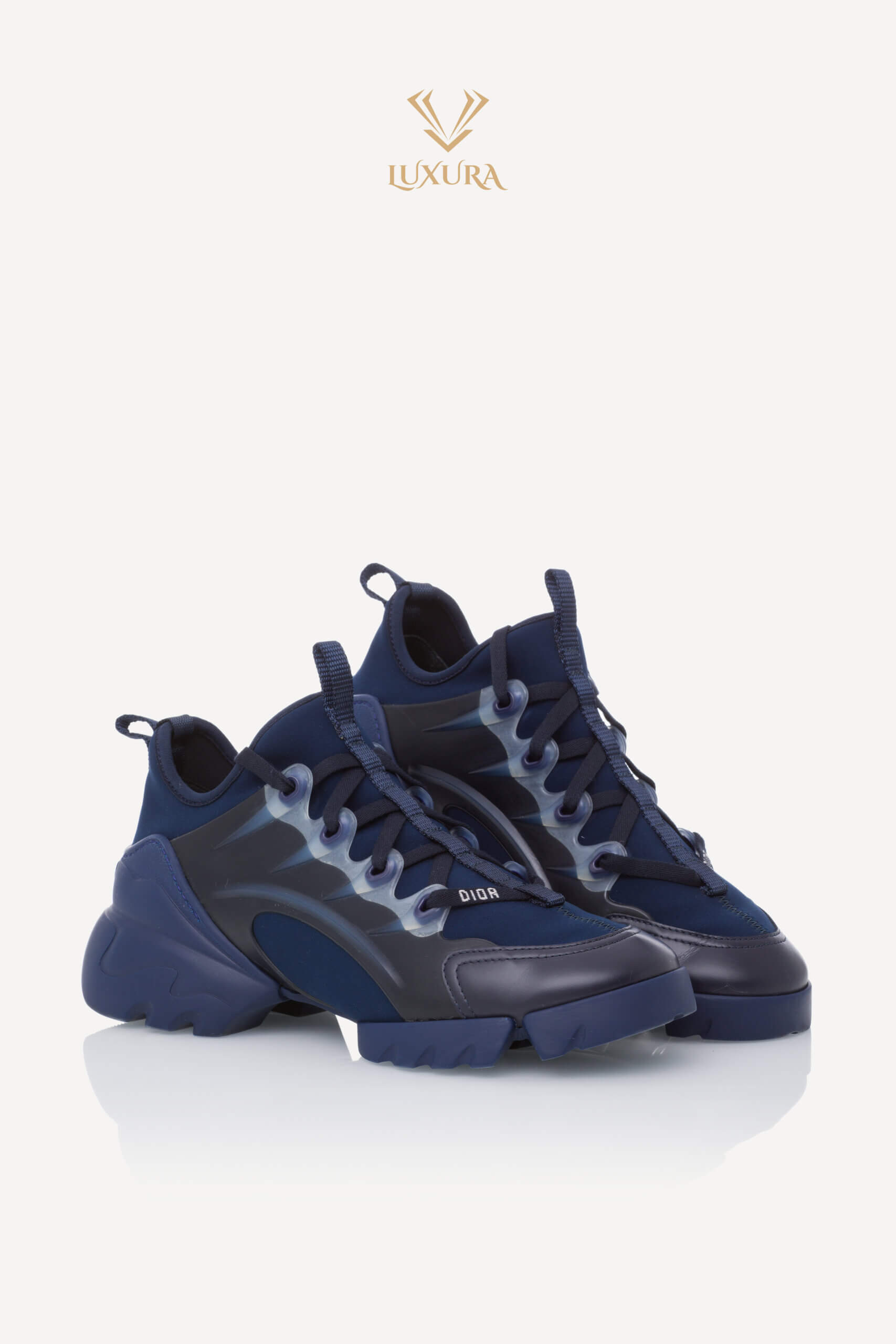 <span style="font-size: 10px; color: rgb(101, 101, 101);letter-spacing: .15em;">BEST DEAL</span><br><strong> DIOR </strong><br><div style="margin-top:10px; font-size:16px;"> Neoprene Rubber D-Connect Sneakers Indigo Blue 37 </div><br> - Image 3