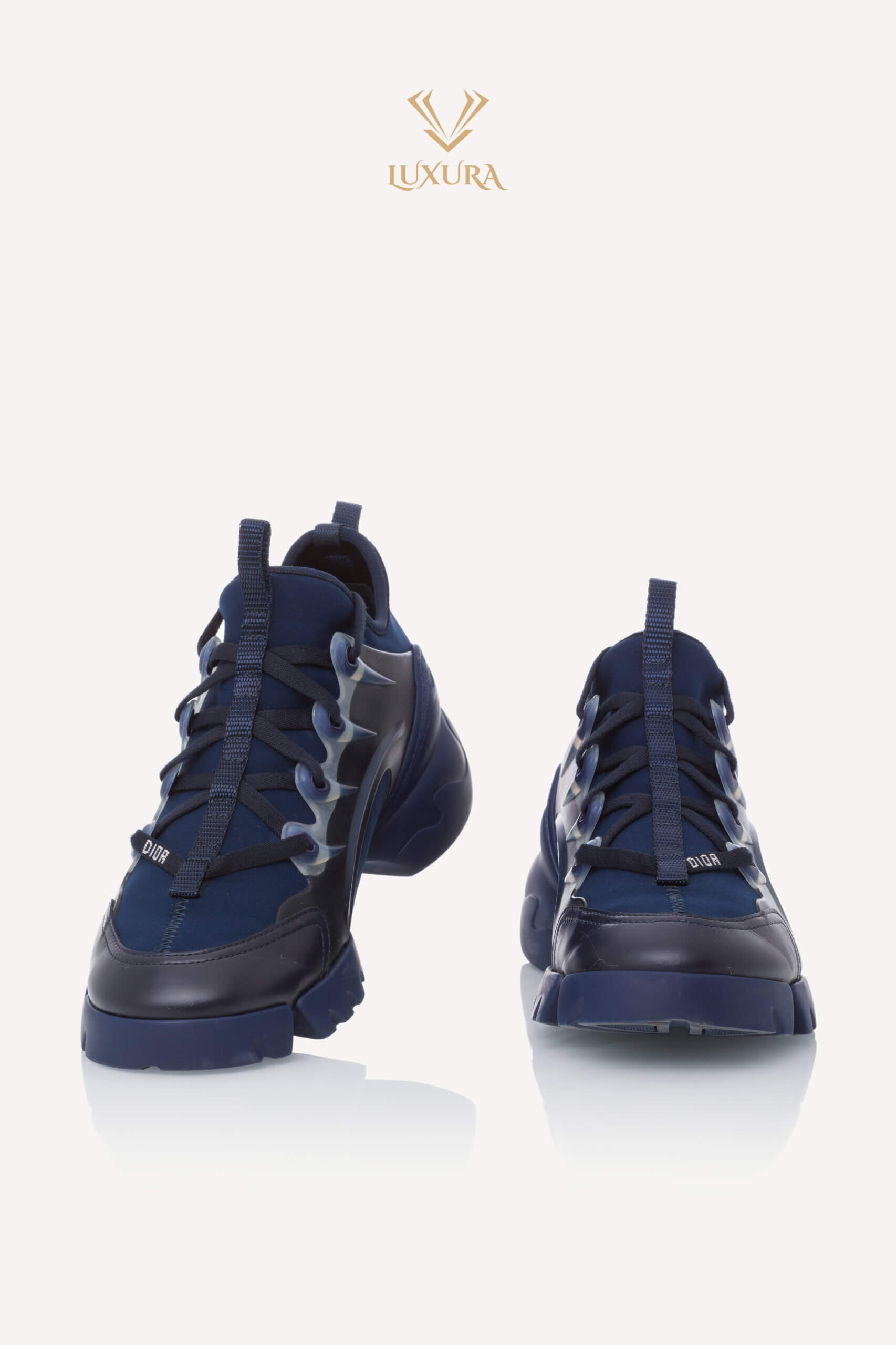 <span style="font-size: 10px; color: rgb(101, 101, 101);letter-spacing: .15em;">BEST DEAL</span><br><strong> DIOR </strong><br><div style="margin-top:10px; font-size:16px;"> Neoprene Rubber D-Connect Sneakers Indigo Blue 37 </div><br> - Image 4