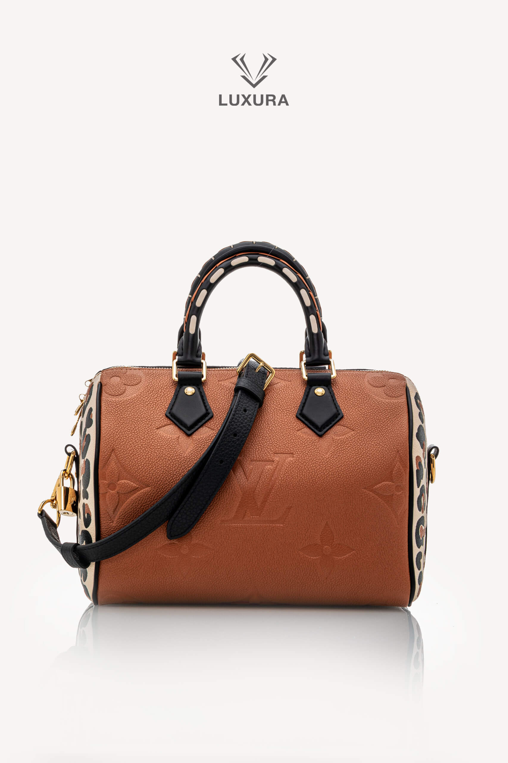 <span style="font-size: 10px;letter-spacing: .15em">HARD TO FIND</span><br>            <strong>LOUIS VUITTON</strong><br>            <div style="margin-top:10px;font-size:16px">Speedy Bandouliere 25 Caramello Monogram Empreinte</div><br>