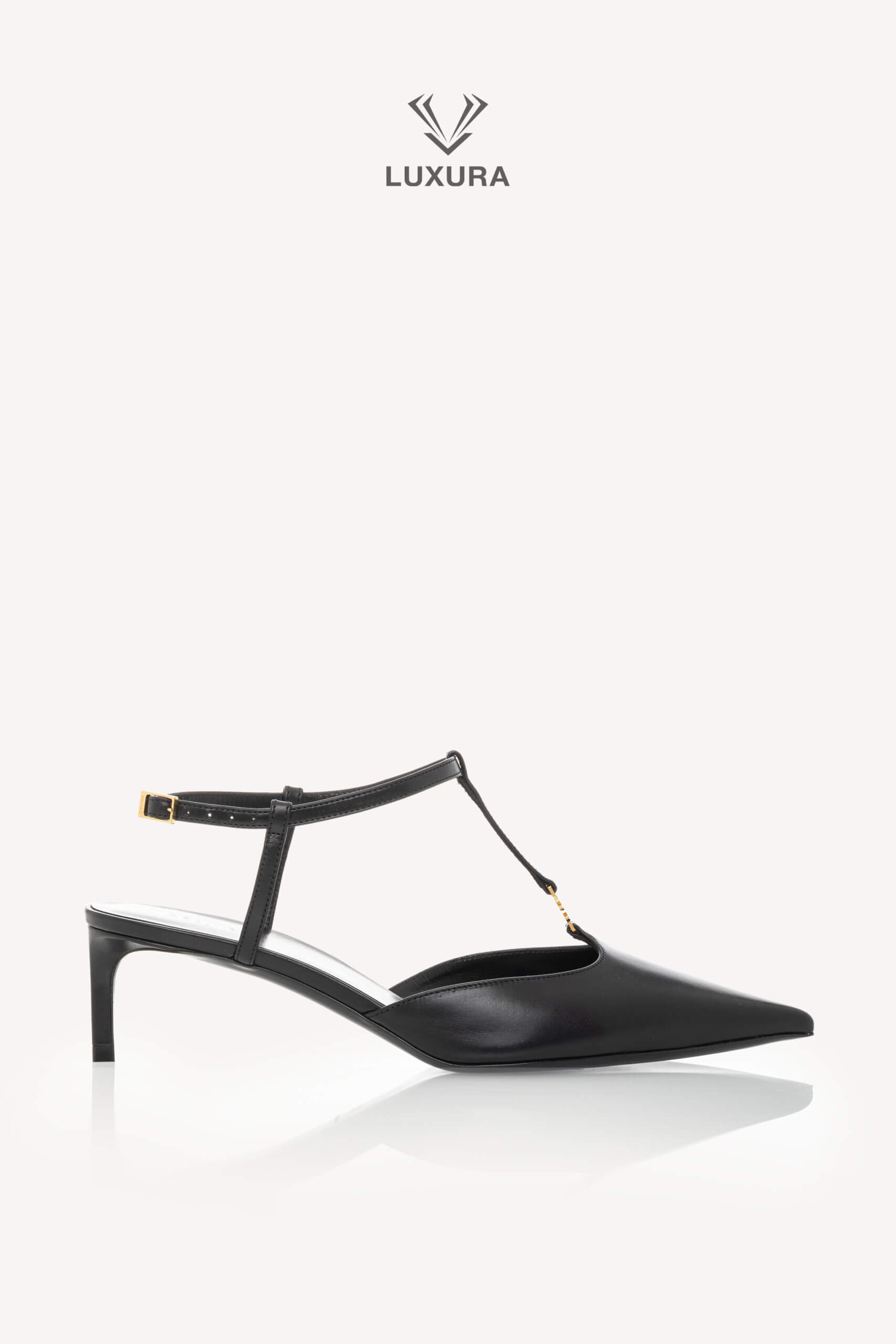 <span style="font-size: 10px;letter-spacing: .15em">NEW COLLECTION</span><br> <strong>CELINE</strong><br> <div style="margin-top:10px;font-size:16px">Kitten T-Bar Strap Pumps in Calfskin Black 37 ( true size 37.5 )</div><br>