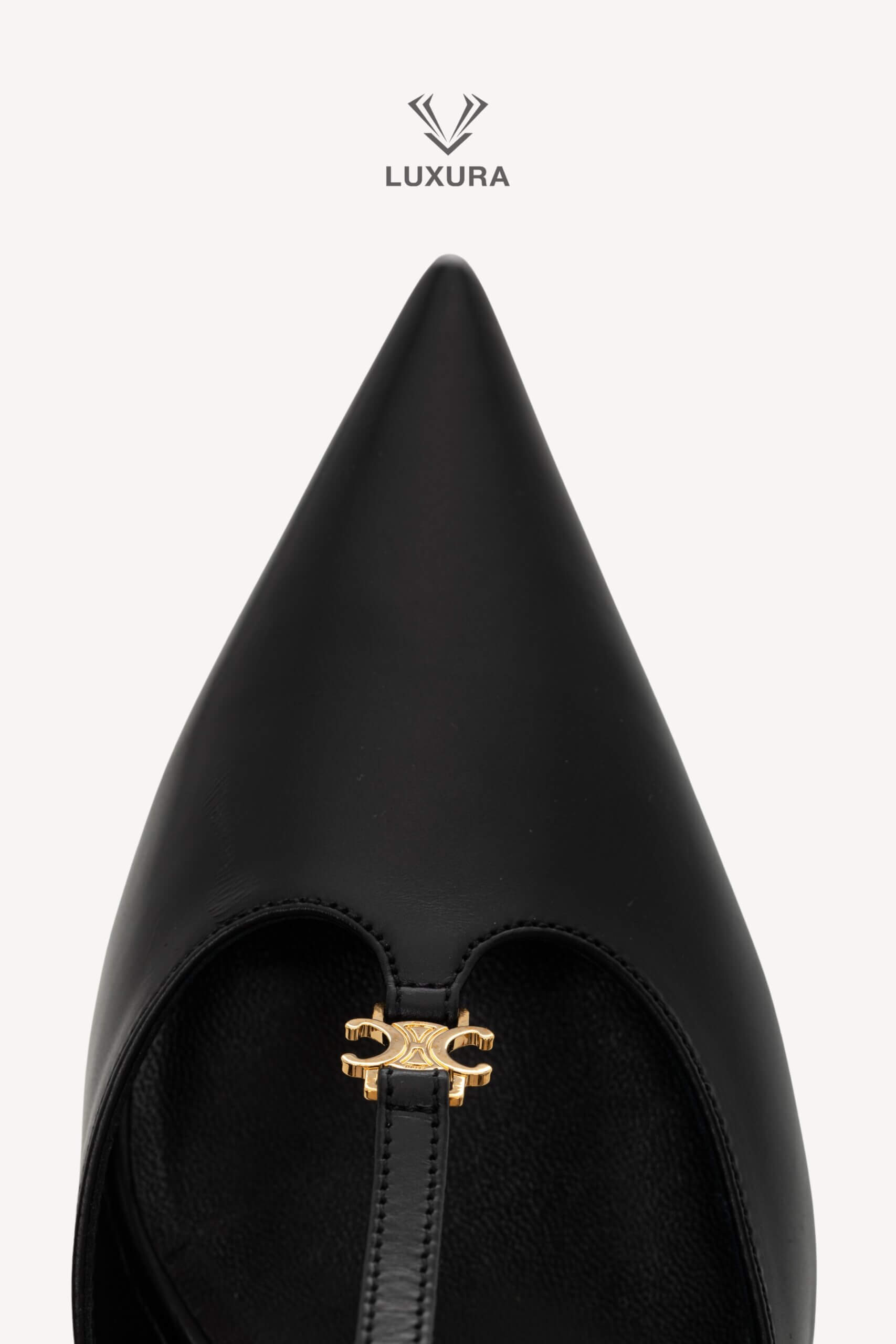 <span style="font-size: 10px;letter-spacing: .15em">NEW COLLECTION</span><br> <strong>CELINE</strong><br> <div style="margin-top:10px;font-size:16px">Kitten T-Bar Strap Pumps in Calfskin Black 37 ( true size 37.5 )</div><br> - Image 12