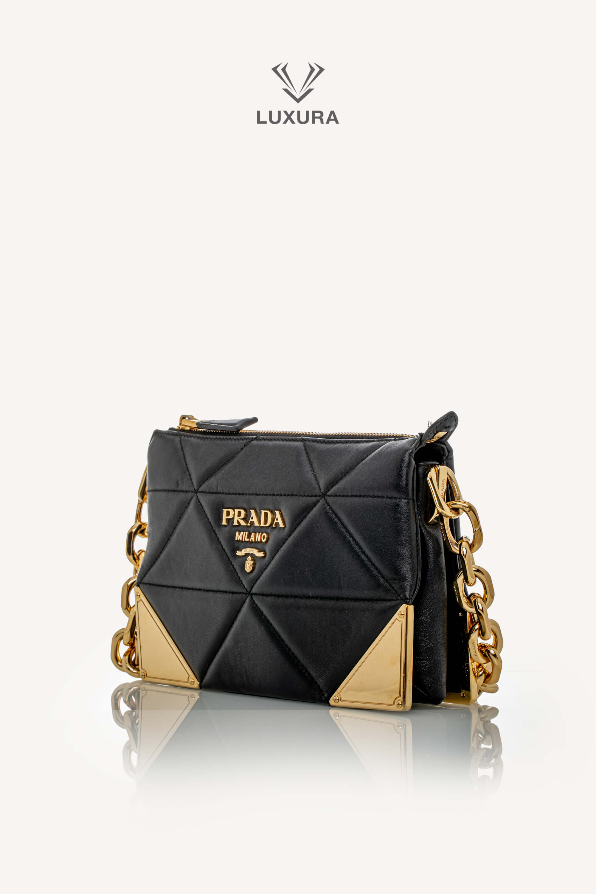 <span style="font-size: 10px;letter-spacing: .15em"></span><br> <strong>PRADA</strong><br> <div style="margin-top:10px;font-size:16px">Quilted Nappa Stitched Leather Crossbody Bag Black</div><br> - Image 3