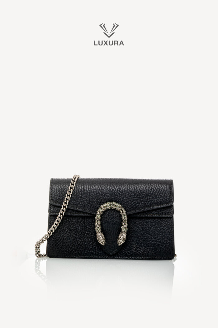 <span style="font-size: 10px;letter-spacing: .15em"></span><br>
            <strong>GUCCI</strong><br>
            <div style="margin-top:10px;font-size:16px">Super Mini Dionysus Shoulder Bag Black</div><br>