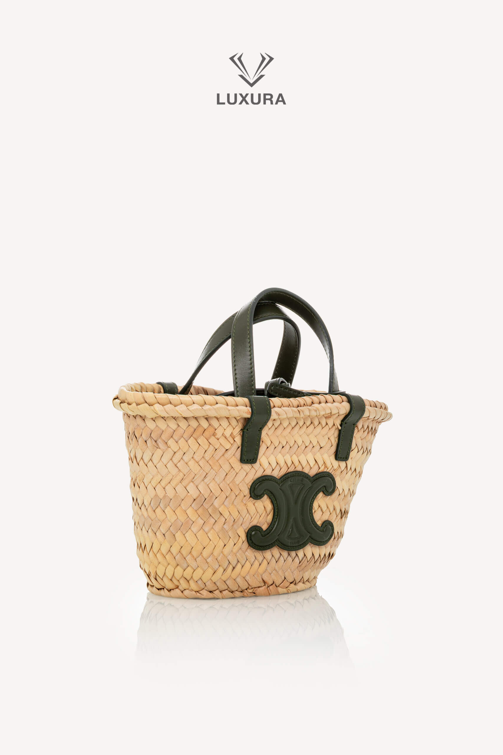 <span style="font-size: 10px;letter-spacing: .15em">HARD TO FIND</span><br>            <strong>CELINE</strong><br>            <div style="margin-top:10px;font-size:16px">Palm Leaves Calfskin Classic Triomphe Nano Panier Khaki</div><br> - Image 4