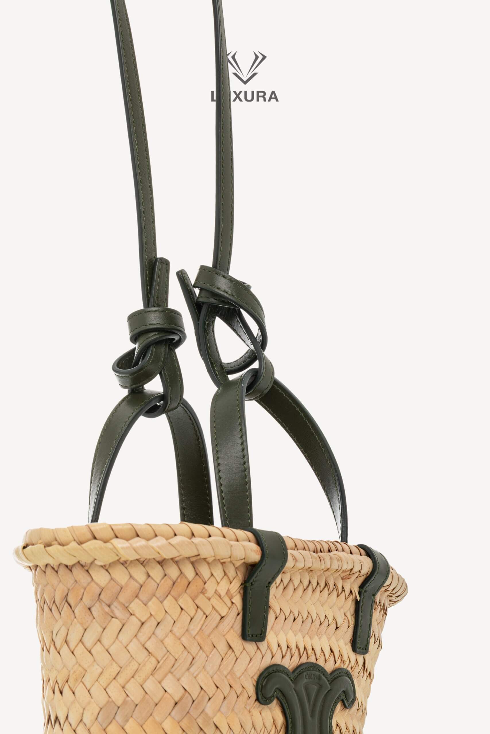 <span style="font-size: 10px;letter-spacing: .15em">HARD TO FIND</span><br>            <strong>CELINE</strong><br>            <div style="margin-top:10px;font-size:16px">Palm Leaves Calfskin Classic Triomphe Nano Panier Khaki</div><br> - Image 10