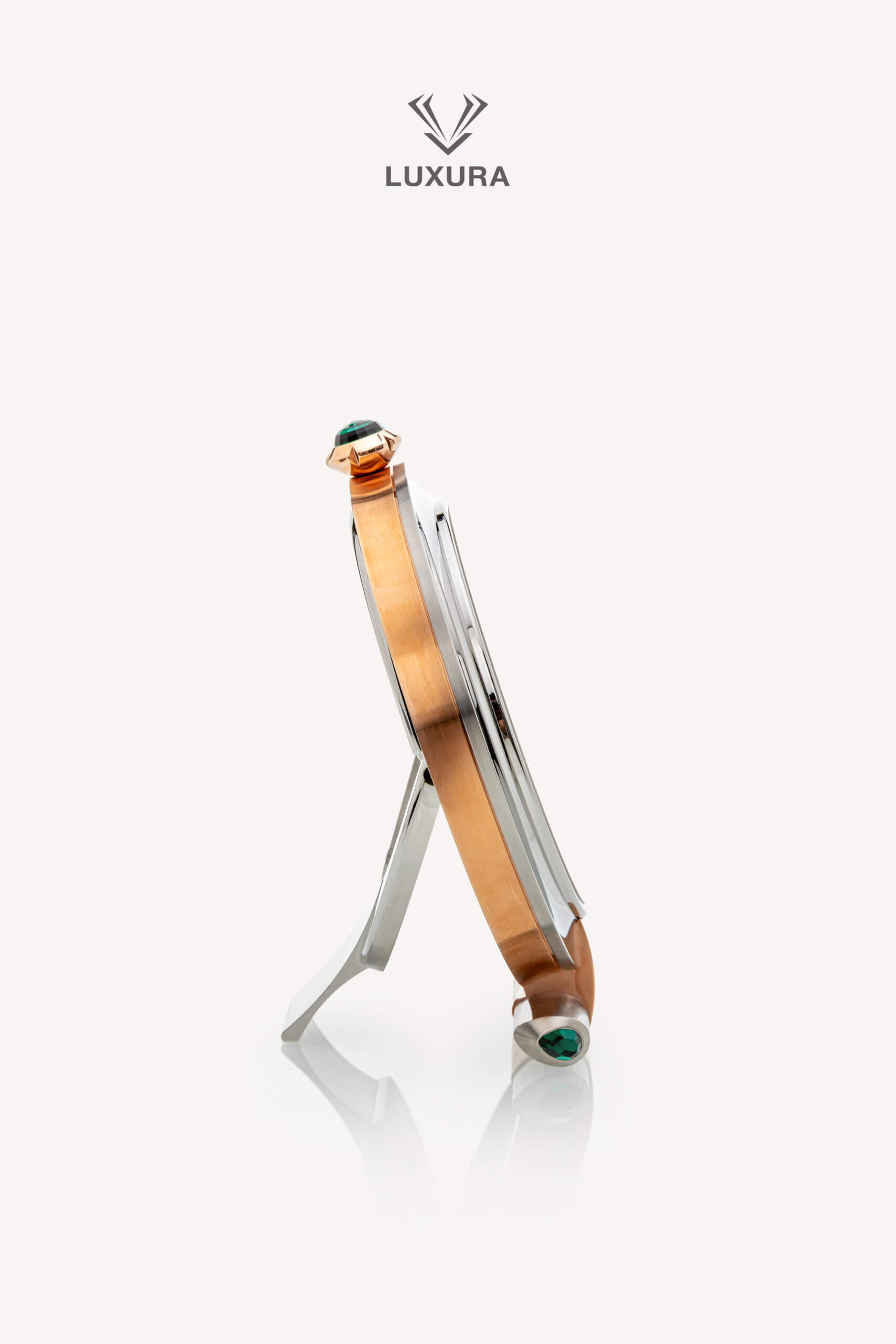 <span style="font-size: 10px;letter-spacing: .15em">HARD TO FIND</span><br> <strong>CHOPARD</strong><br> <div style="margin-top:10px;font-size:16px">Imperiale Alarm Clock Stainless Steel Rose Gold Finish</div><br> - Image 8