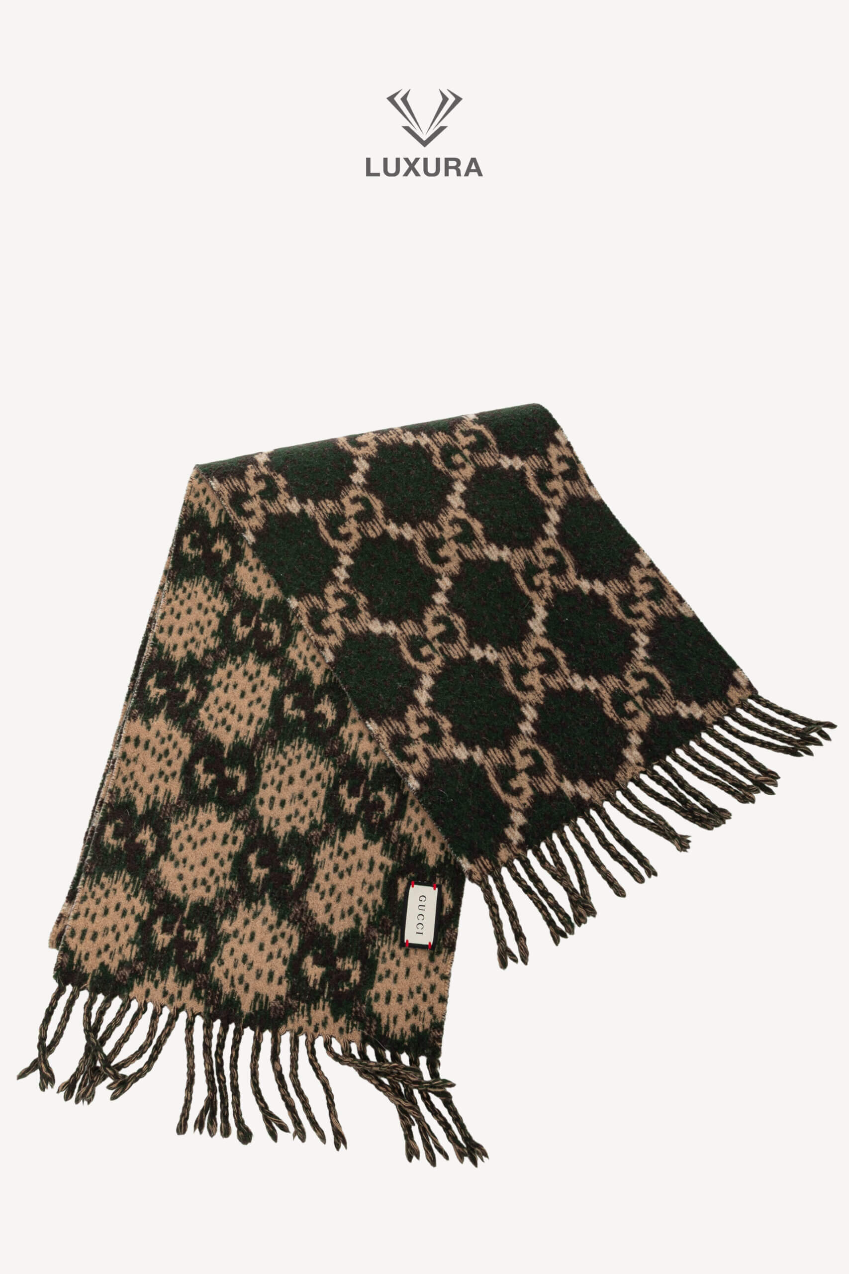 <span style="font-size: 10px;letter-spacing: .15em">HARD TO FIND</span><br> <strong>GUCCI</strong><br> <div style="margin-top:10px;font-size:16px">Reversible Wool Scarf Breen-Brown</div><br> - Image 8