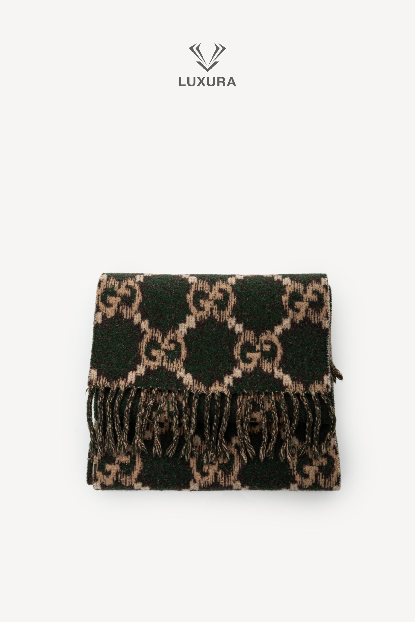 <span style="font-size: 10px;letter-spacing: .15em">HARD TO FIND</span><br> <strong>GUCCI</strong><br> <div style="margin-top:10px;font-size:16px">Reversible Wool Scarf Breen-Brown</div><br> - Image 5