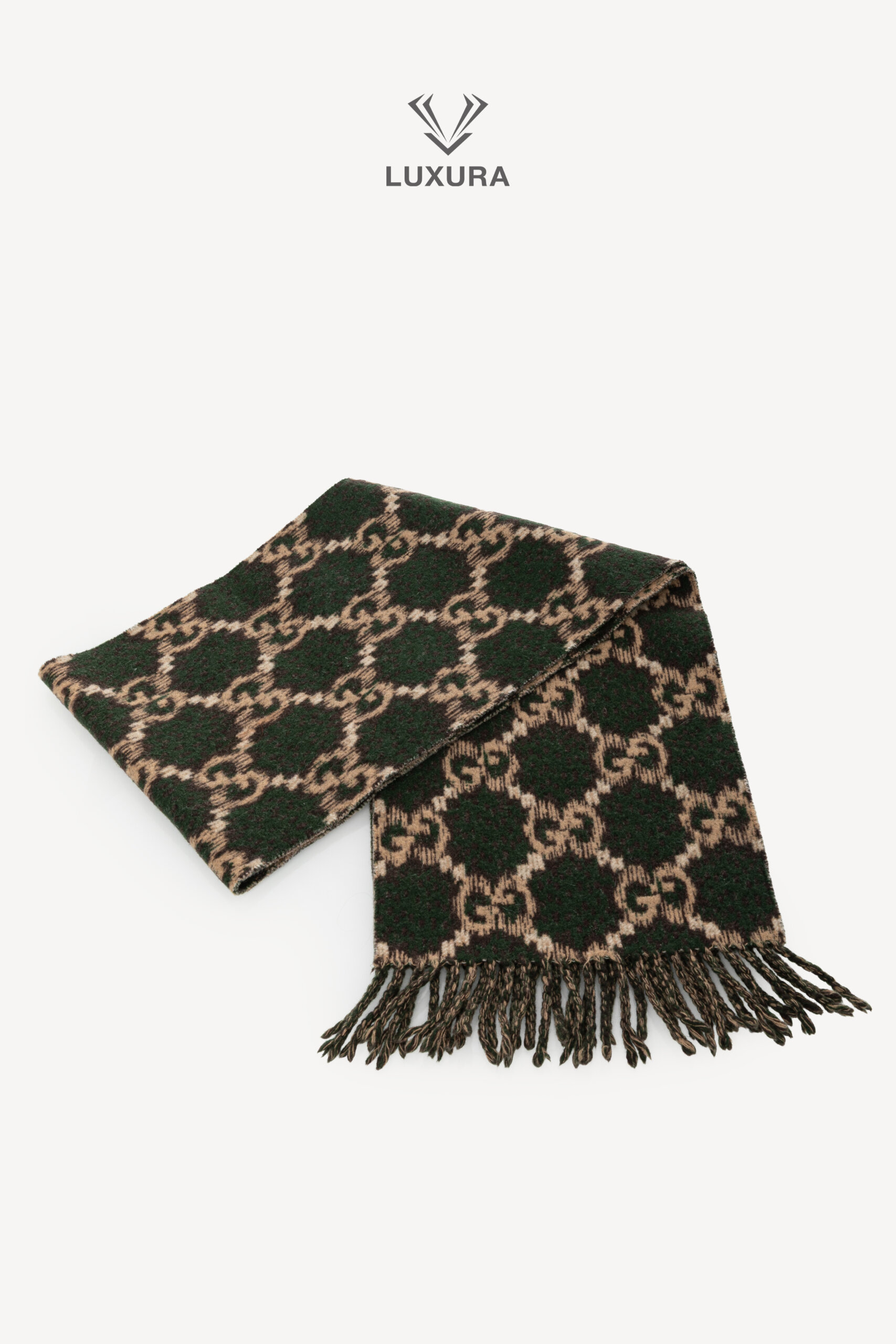 <span style="font-size: 10px;letter-spacing: .15em">HARD TO FIND</span><br> <strong>GUCCI</strong><br> <div style="margin-top:10px;font-size:16px">Reversible Wool Scarf Breen-Brown</div><br> - Image 4