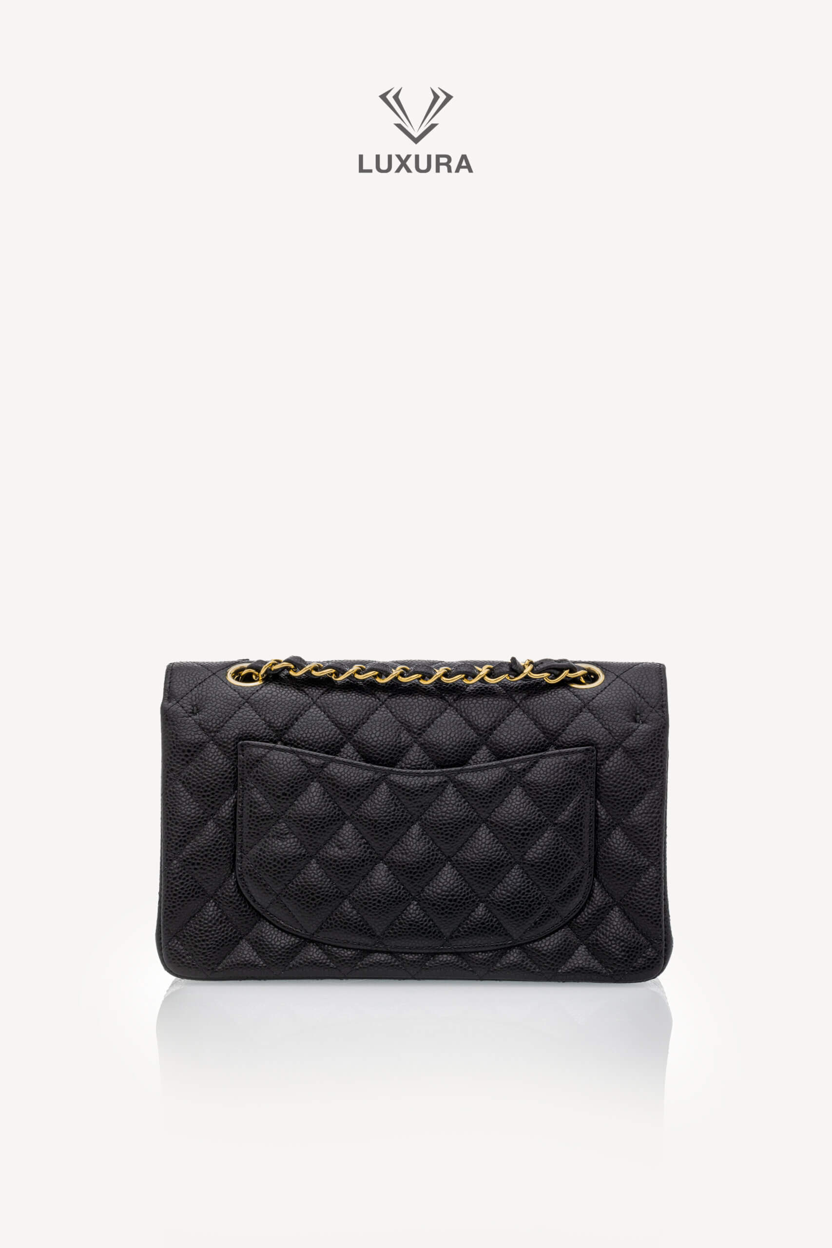 <span style="font-size: 10px;letter-spacing: .15em">HARD TO FIND</span><br> <strong>CHANEL</strong><br> <div style="margin-top:10px;font-size:16px">Small Classic Handbag Black Grained Calfskin Gold Tone Metal</div><br> - Image 6