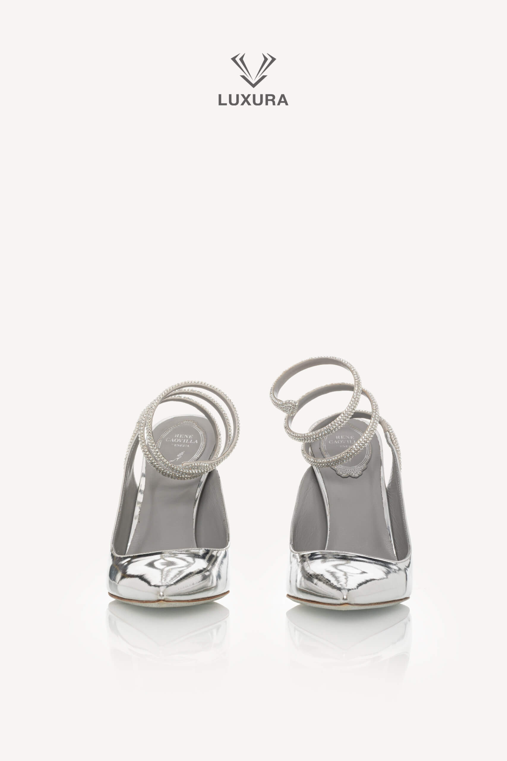 <span style="font-size: 10px;letter-spacing: .15em">BEST DEAL</span><br> <strong>RENE</strong><br> <div style="margin-top:10px;font-size:16px">Caovilla Cleo 105 Silver Tone Leather Pumps 40</div><br> - Image 7