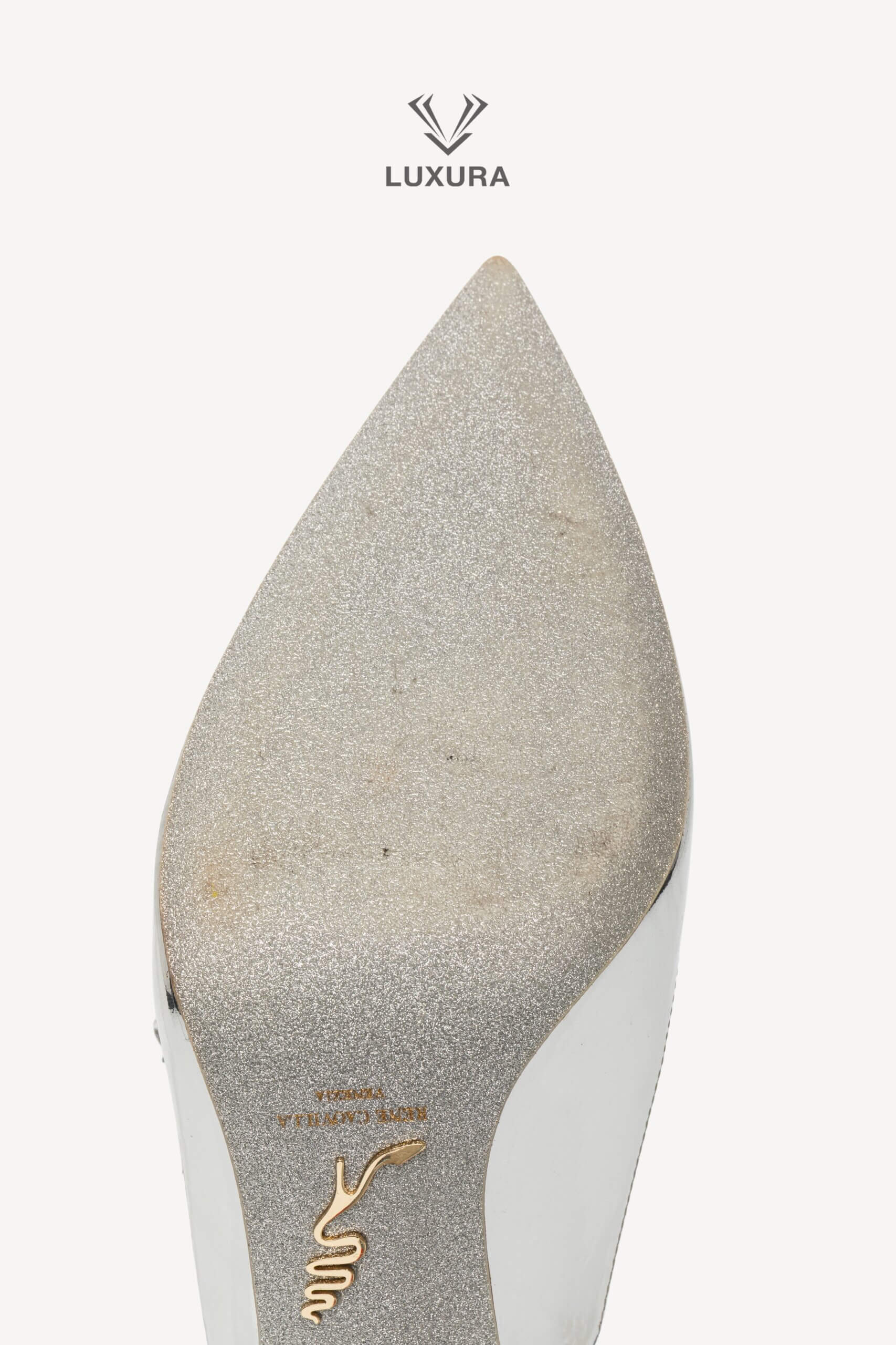 <span style="font-size: 10px;letter-spacing: .15em">BEST DEAL</span><br> <strong>RENE</strong><br> <div style="margin-top:10px;font-size:16px">Caovilla Cleo 105 Silver Tone Leather Pumps 40</div><br> - Image 20