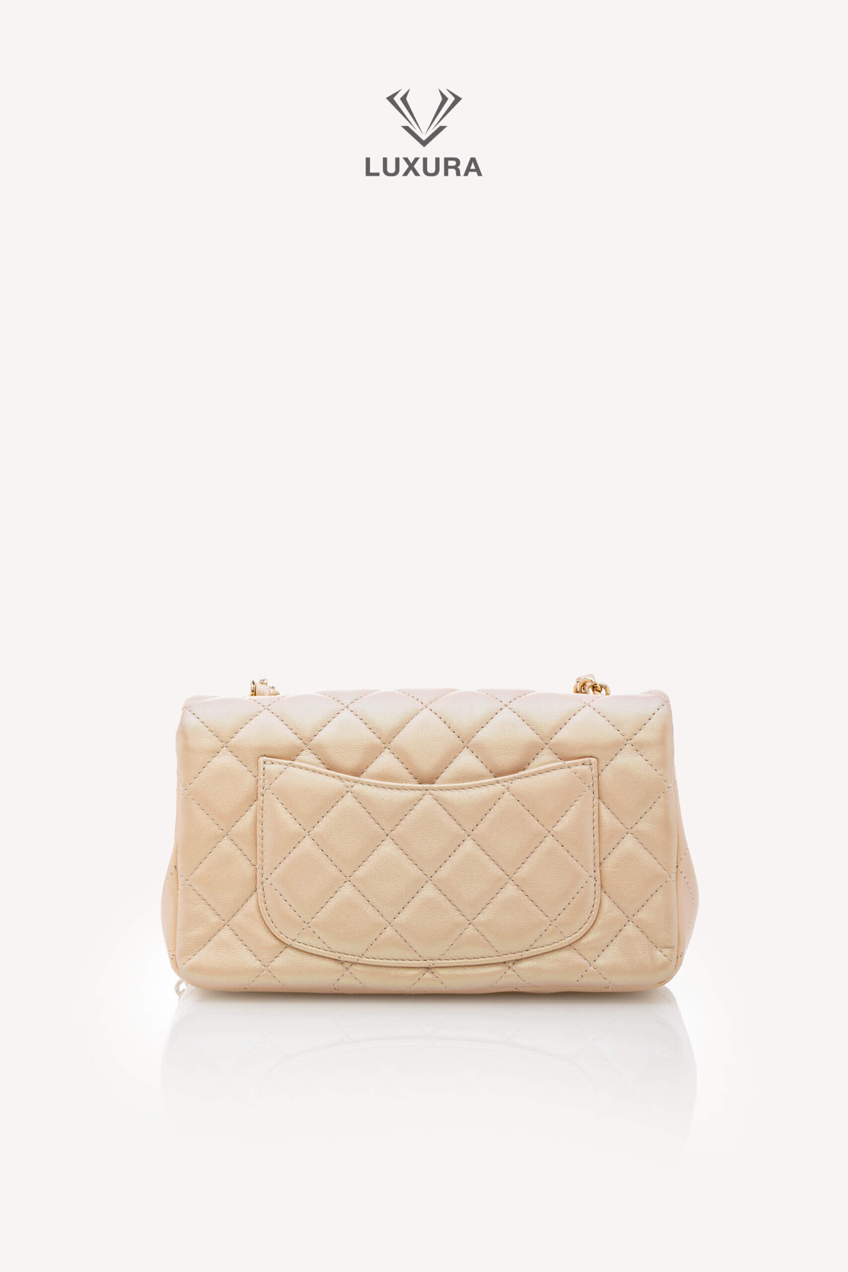 <span style="font-size: 10px;letter-spacing: .15em">HARD TO FIND</span><br>            <strong>CHANEL</strong><br>            <div style="margin-top:10px;font-size:16px">Classic Mini Rectangular Flap Bag Baby Pink Iridescent Lambskin Leather</div><br> - Image 6