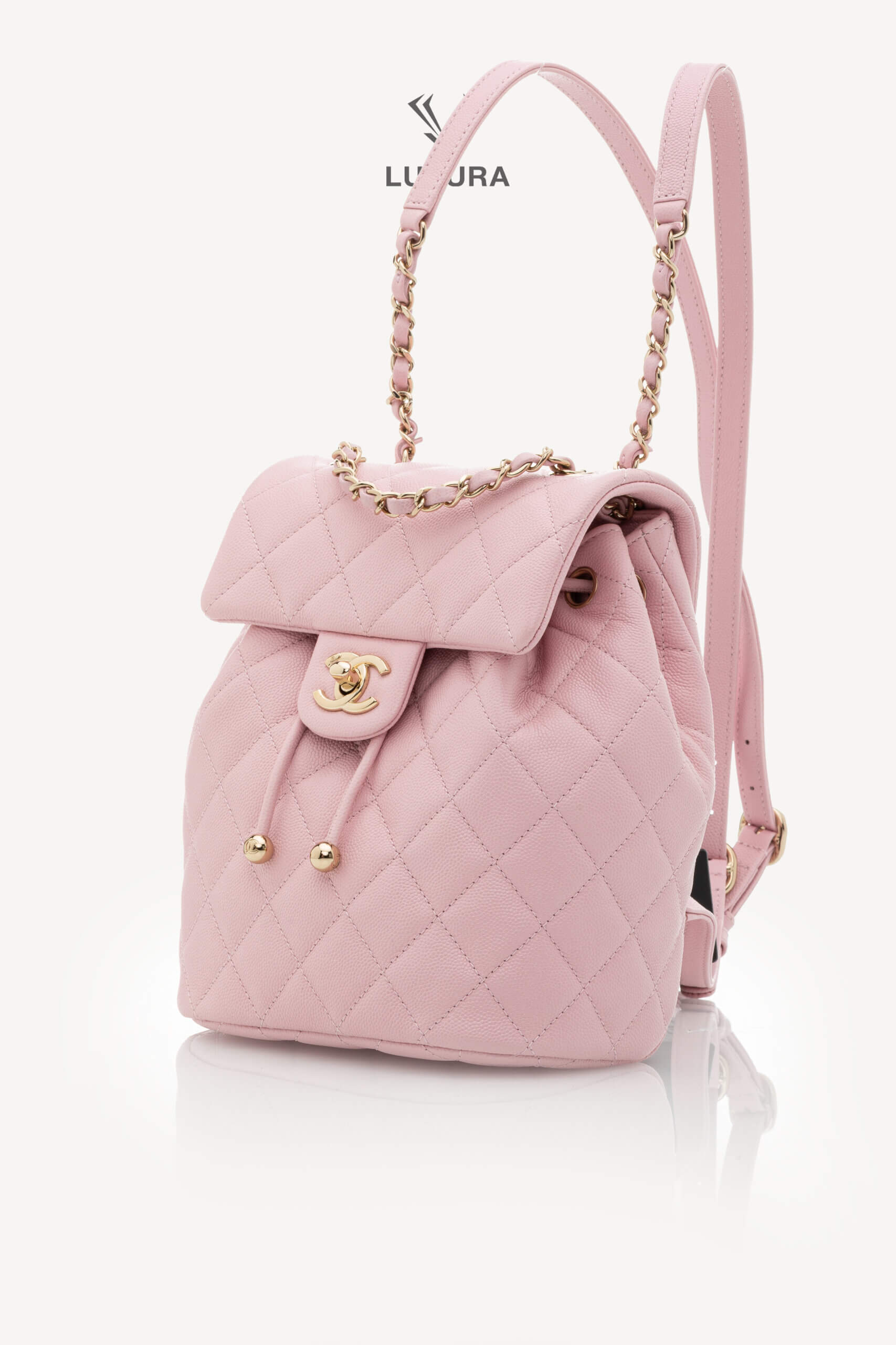 <span style="font-size: 10px;letter-spacing: .15em">NEW COLLECTION</span><br>            <strong>CHANEL</strong><br>            <div style="margin-top:10px;font-size:16px">Caviar Quilted Small Urban Spirit Backpack Pink</div><br> - Image 6