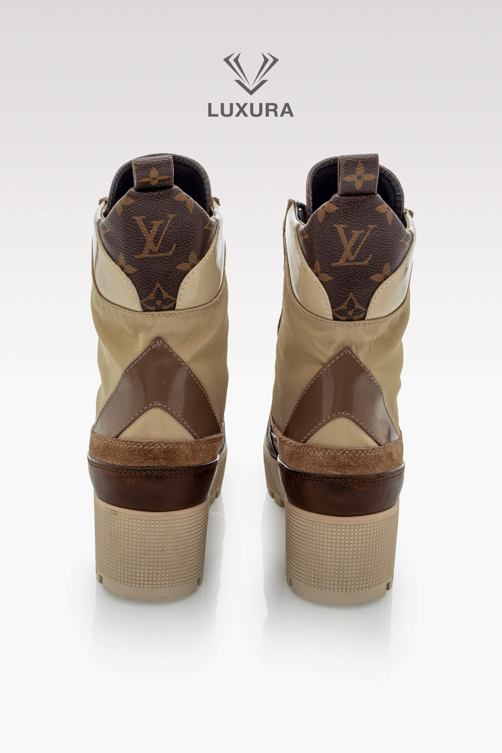 Incaltaminte | LOUIS VUITTON Laureate Platform Desert Boots Calfskin Monogram Beige 39.5