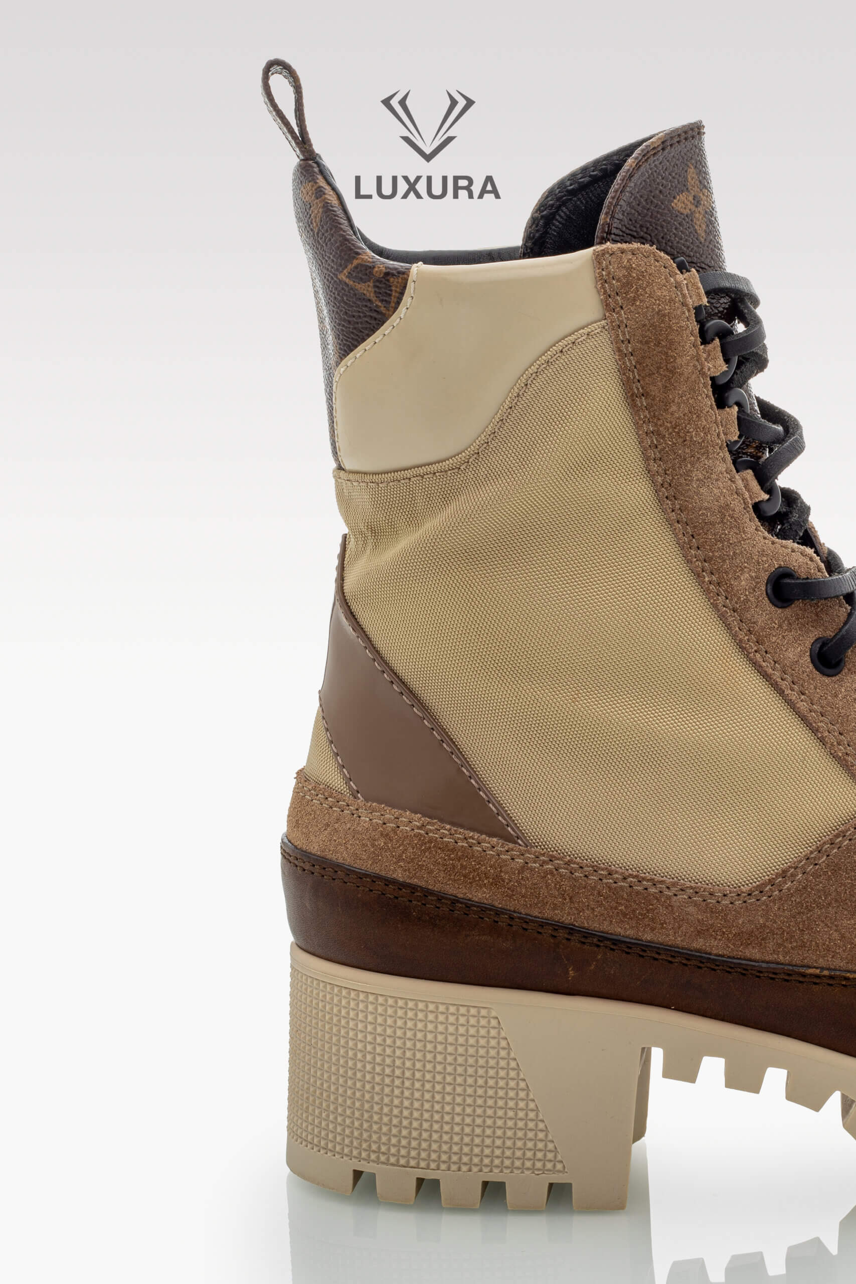 Incaltaminte | LOUIS VUITTON Laureate Platform Desert Boots Calfskin Monogram Beige 39.5