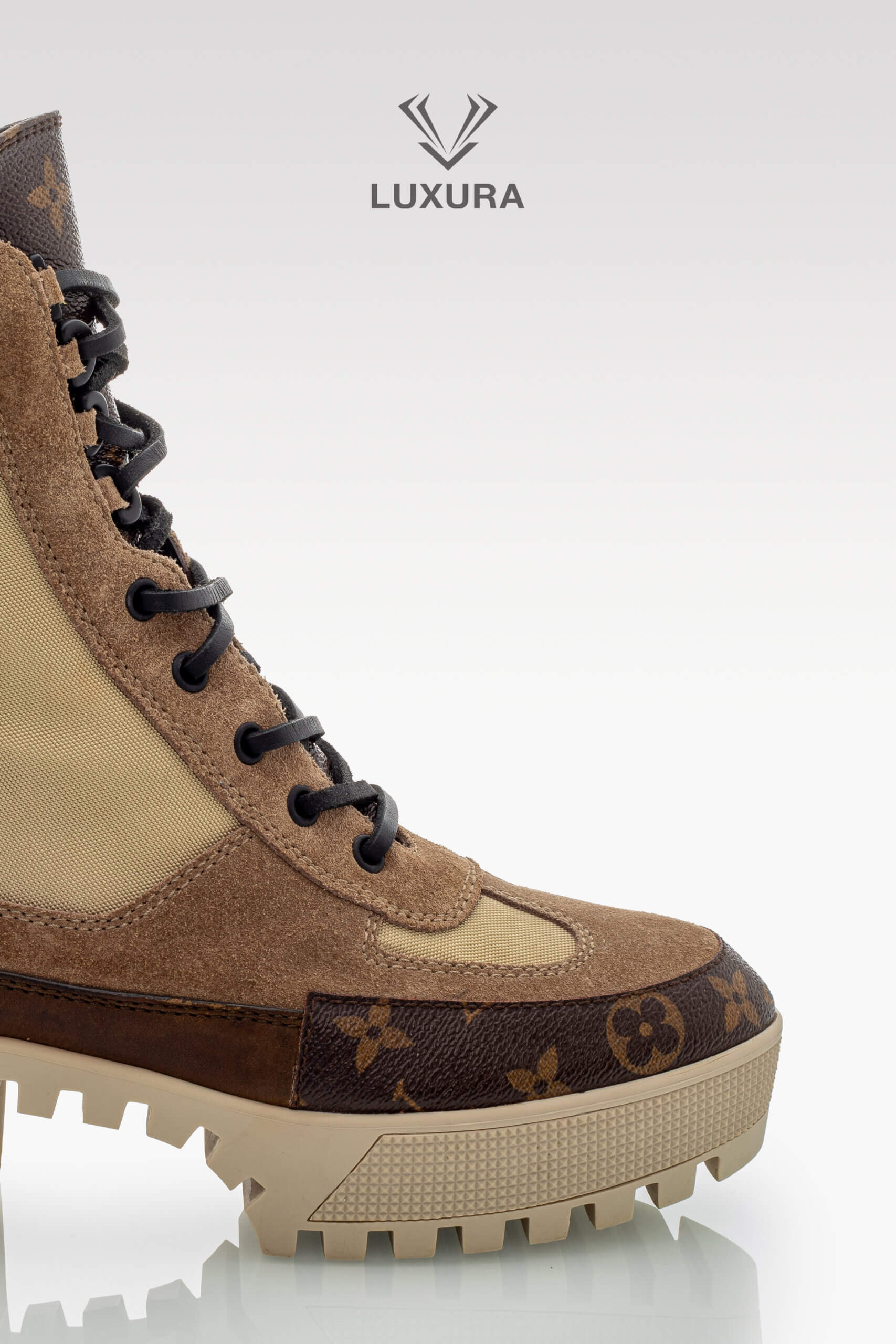 Incaltaminte | LOUIS VUITTON Laureate Platform Desert Boots Calfskin Monogram Beige 39.5