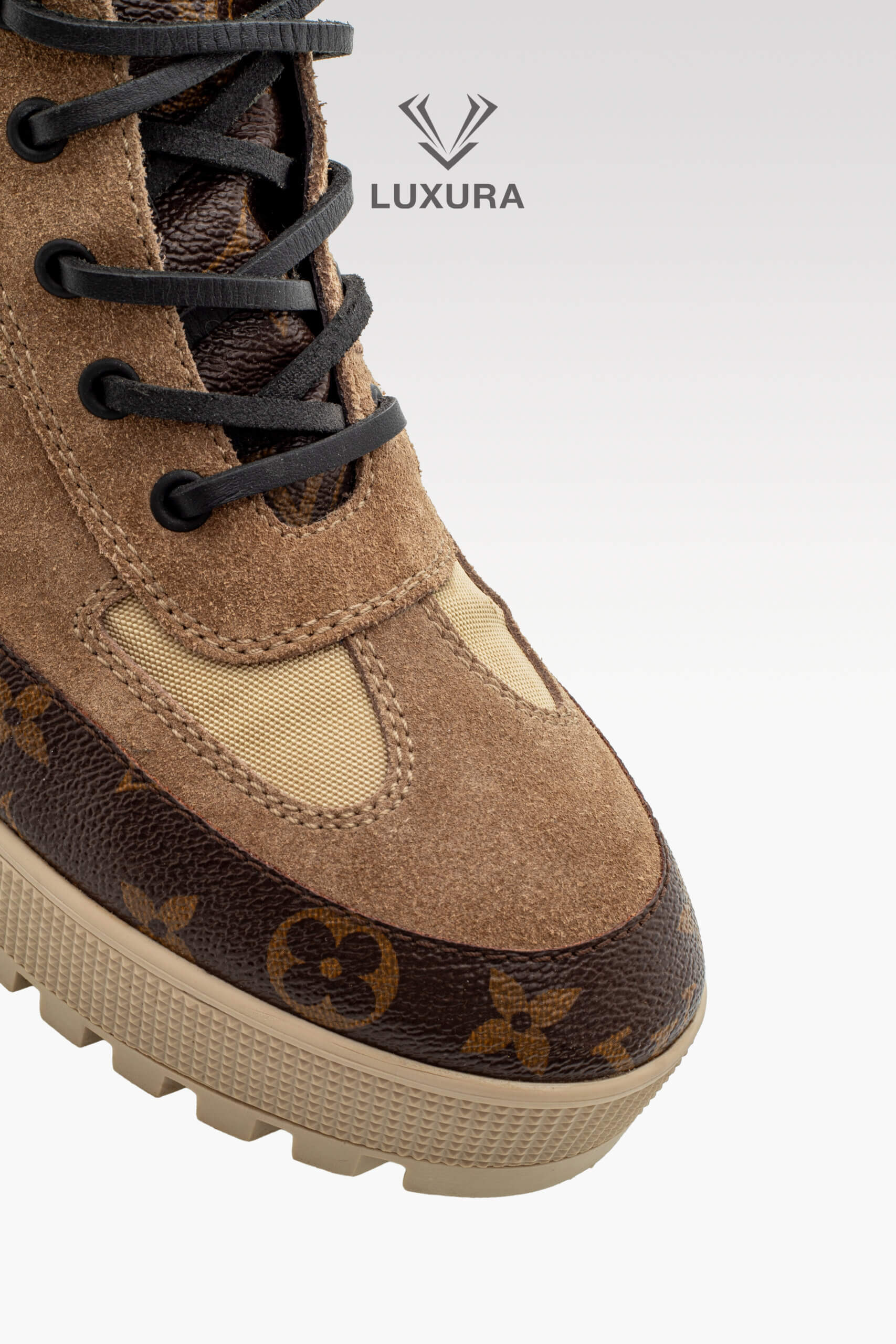 Incaltaminte | LOUIS VUITTON Laureate Platform Desert Boots Calfskin Monogram Beige 39.5