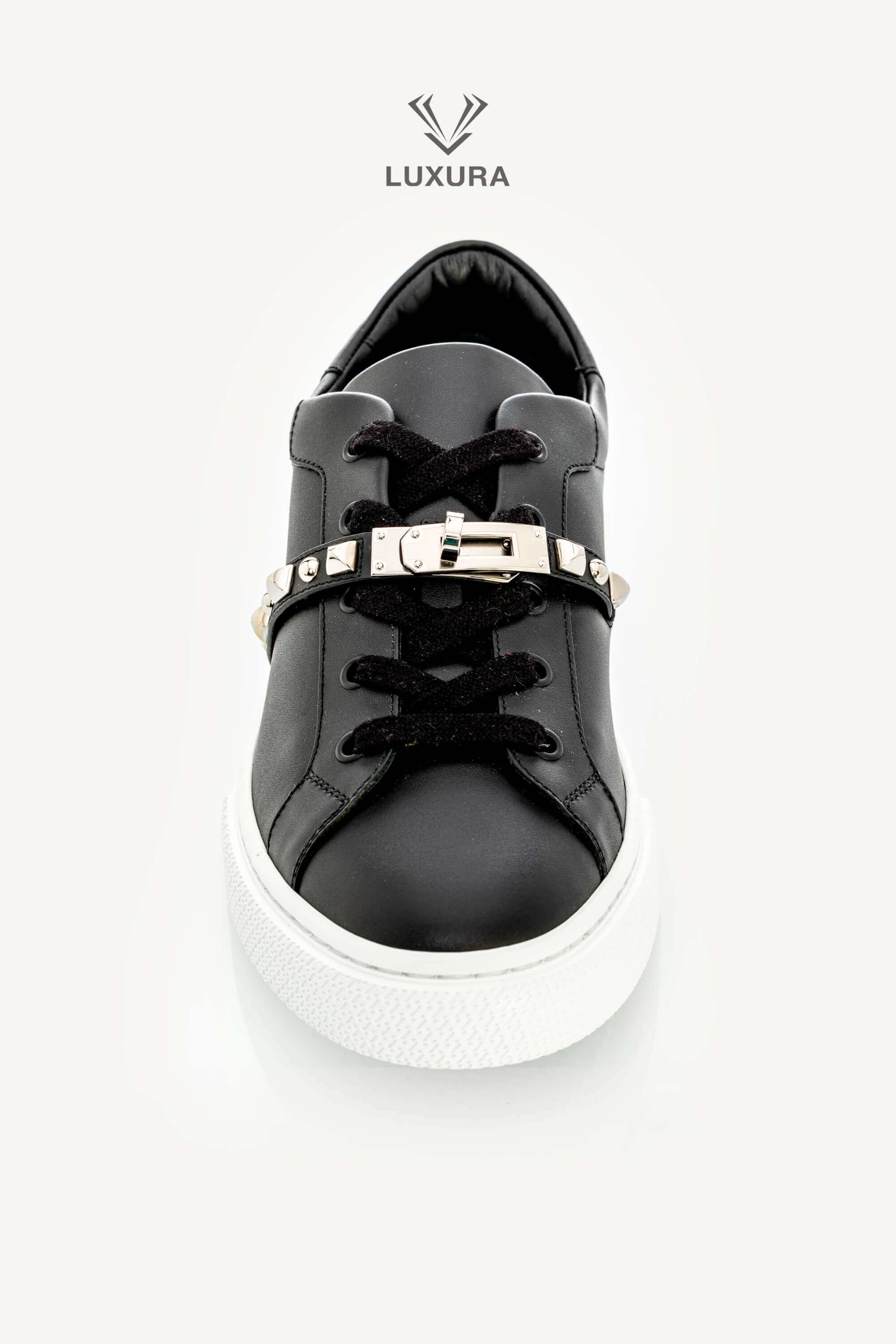 <span style="font-size: 10px;letter-spacing: .15em">HARD TO FIND</span><br> <strong>HERMES</strong><br> <div style="margin-top:10px;font-size:16px">Day Sneaker Black with Medor Studs 40</div><br> - Image 10
