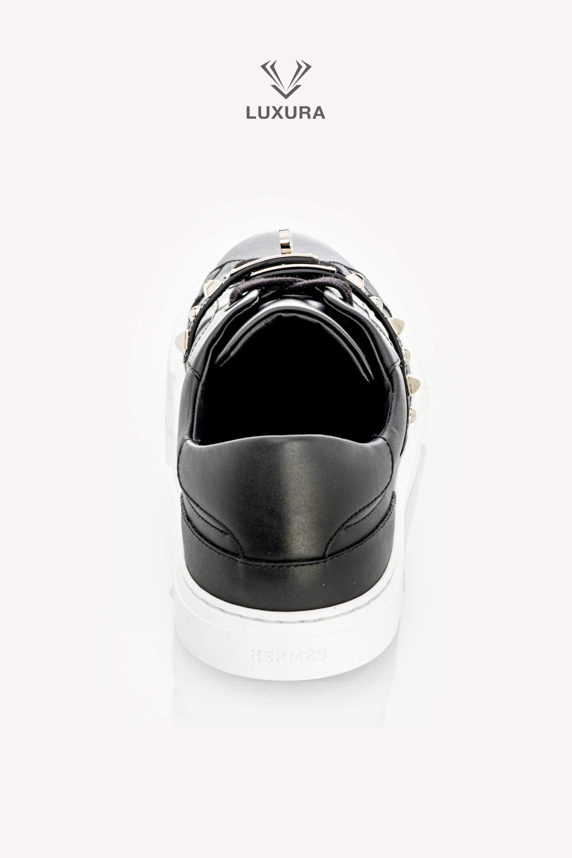 <span style="font-size: 10px;letter-spacing: .15em">HARD TO FIND</span><br> <strong>HERMES</strong><br> <div style="margin-top:10px;font-size:16px">Day Sneaker Black with Medor Studs 40</div><br> - Image 11