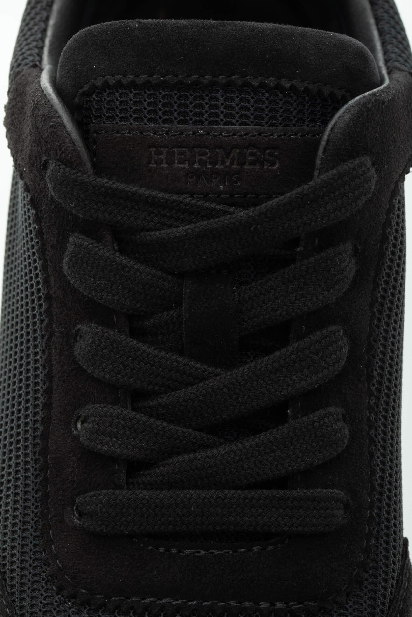 <span style="font-size: 10px;letter-spacing: .15em">HARD TO FIND</span><br>            <strong>HERMES</strong><br>            <div style="margin-top:10px;font-size:16px">Bouncing Sneaker in Textured Mesh and Suede Goatskin Black 36</div><br> - Image 16